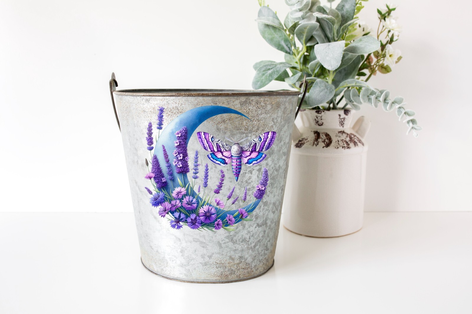 Lavender Moon and Moth UV DTF Transparent Sticker / Decal