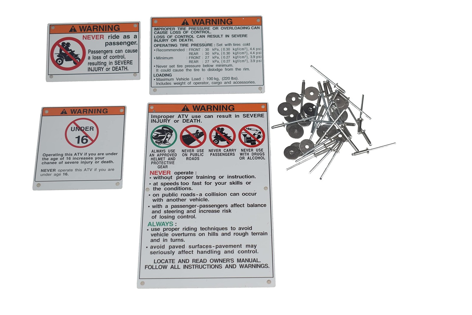 YANGCAN Warning Decals Stickers Labels Aluminum Backed Compatible with Yam