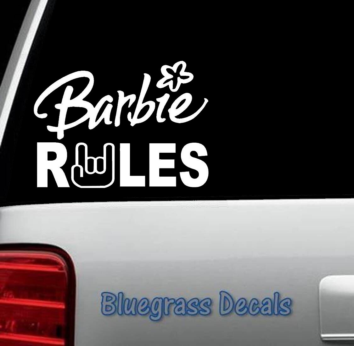 Barbie Rules Decal Sticker Car Truck SUV Van Mirror Wall Mattel Vintage D1030