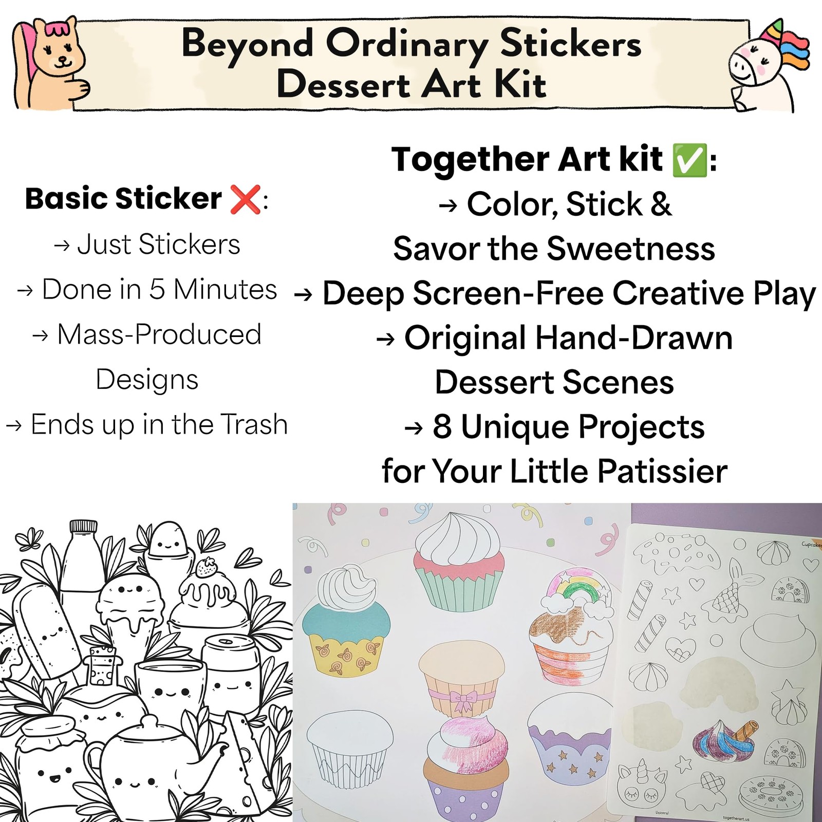 Together Art Dessert Color Your Own Storytelling Sticker Kit Your Own Stickers