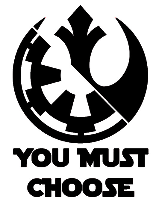 YOU MUST CHOOSE, STAR WARS, EMPIRE / REBEL, DARK /LIGHT, Decal Stickers for Cars