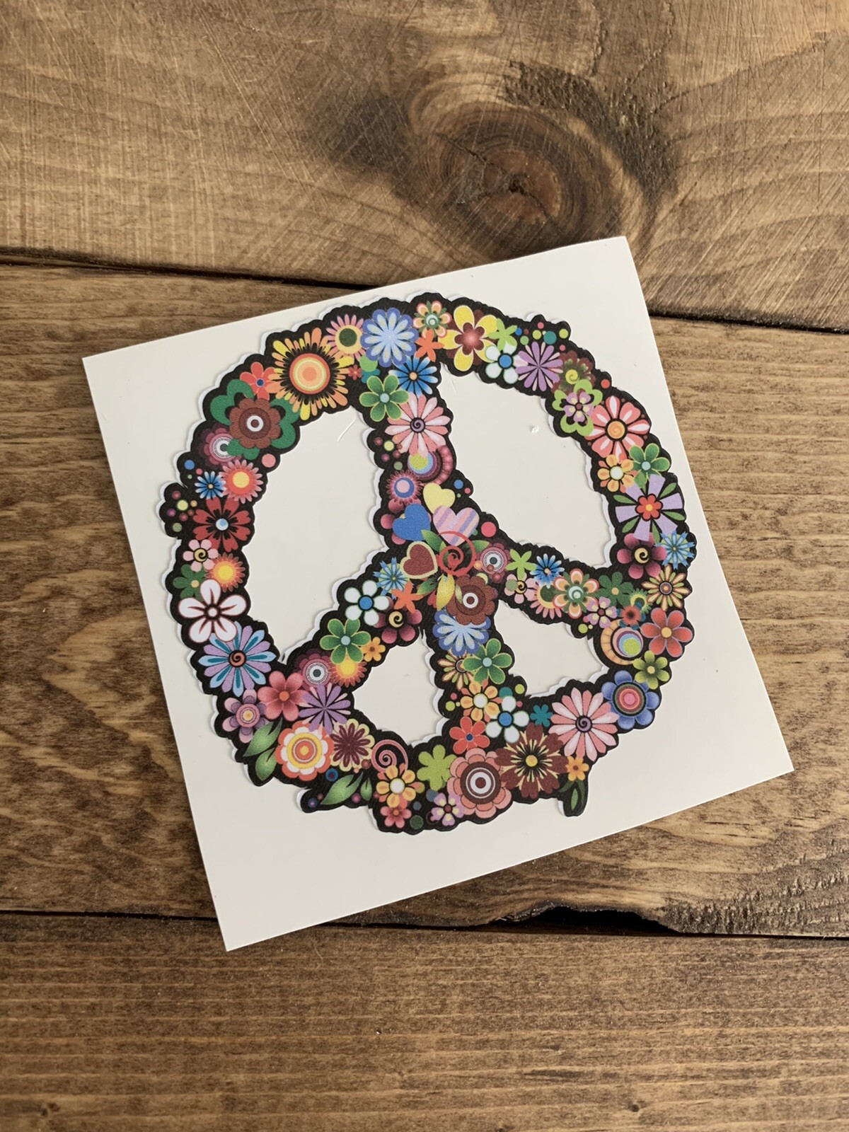 Handmade Watercolor Floral Peace Sign Decal – 3 Inch