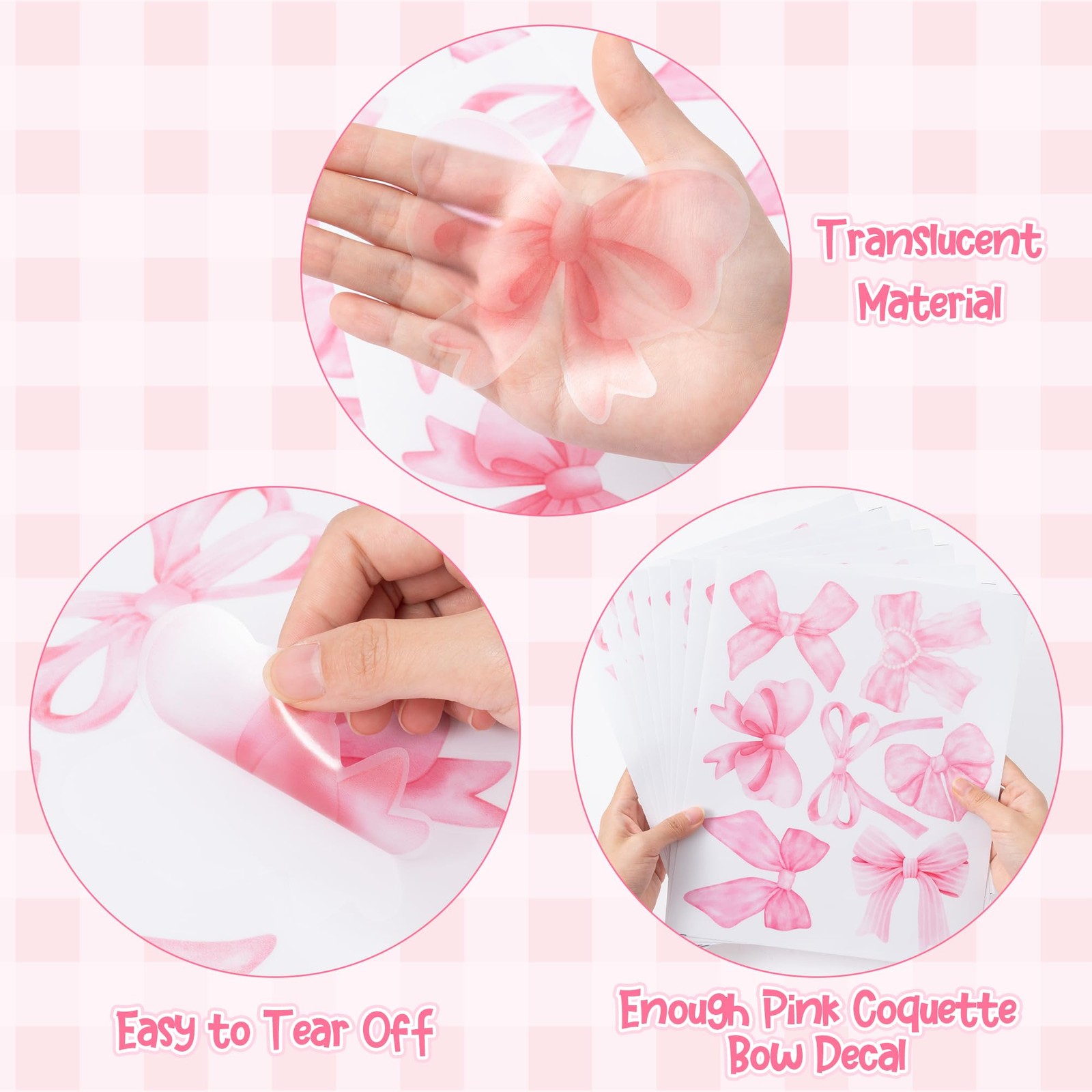 Bowtie Decal Pink Bow Wall Stickers – 60Pcs Watercolor Coquette Aesthetic Wal…
