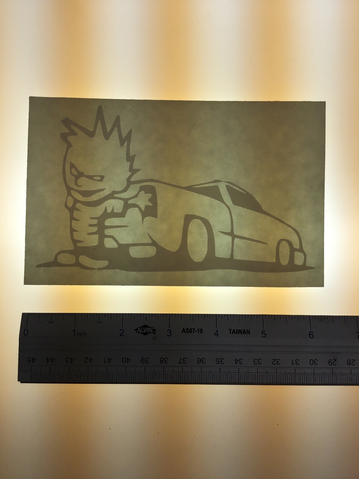 Calvin With Low Rider Truck – WHITE – Vinyl Sticker Decal – Y7-2.602