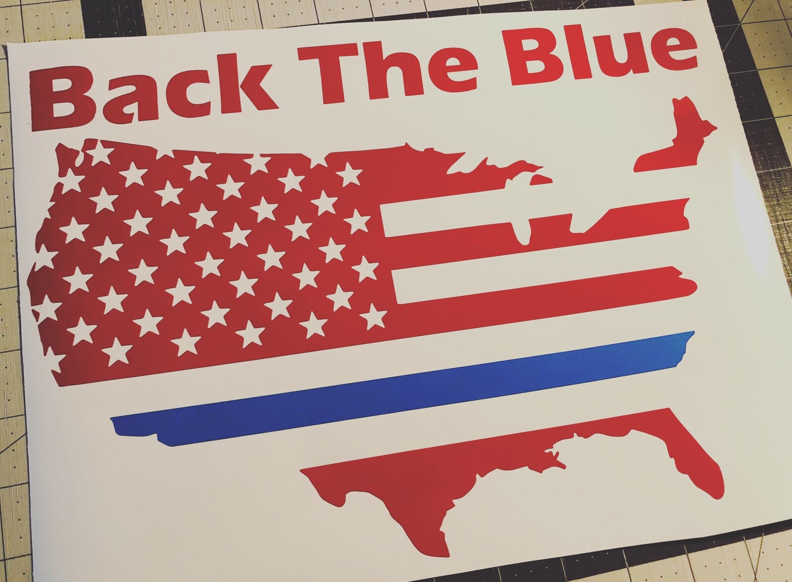 Vinyl Decal for Window – Back The Blue (Police), American Flag, United States