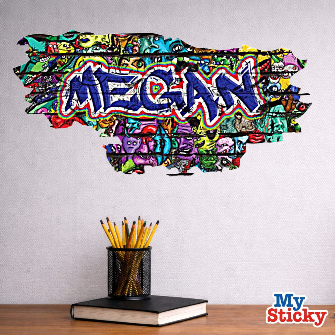 Personalized Graffiti Name Wall Decal Custom Bedroom Wall Sticker Mural Decor