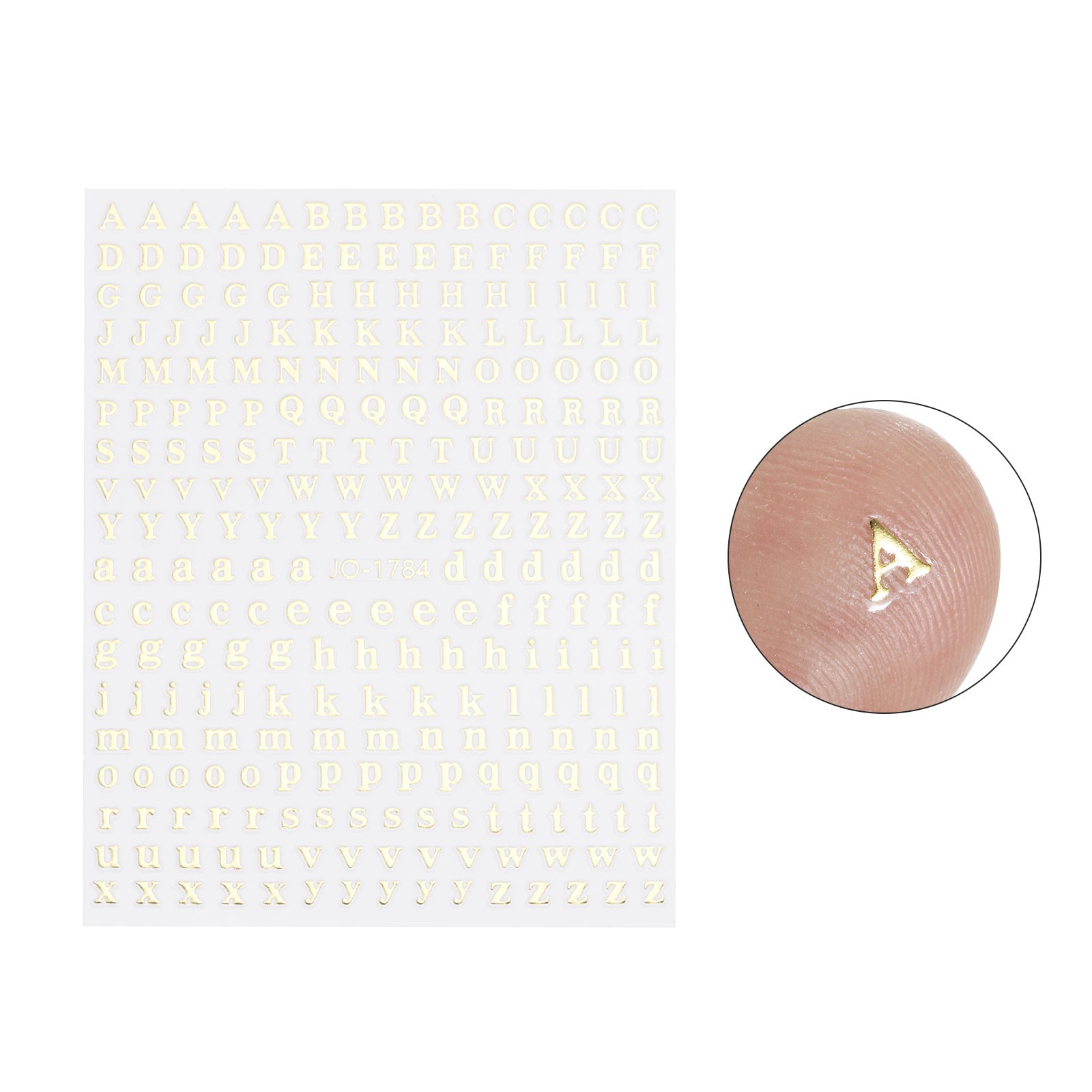 6 Sheets Letter Nail Stickers Self-Adhesive Alphabet Nail Stickers DIY Gold
