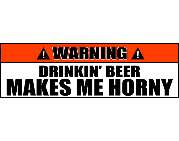 Drinking Beer Makes Me Horny Silly Funny Bumper Sticker Decal 2 PACK OWS44