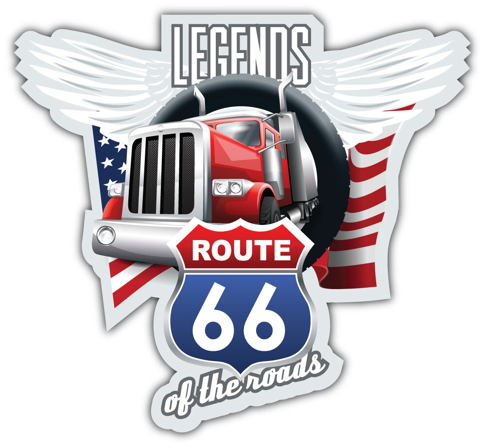 Route 66 Road Legends USA Emblem Car Bumper Sticker Decal