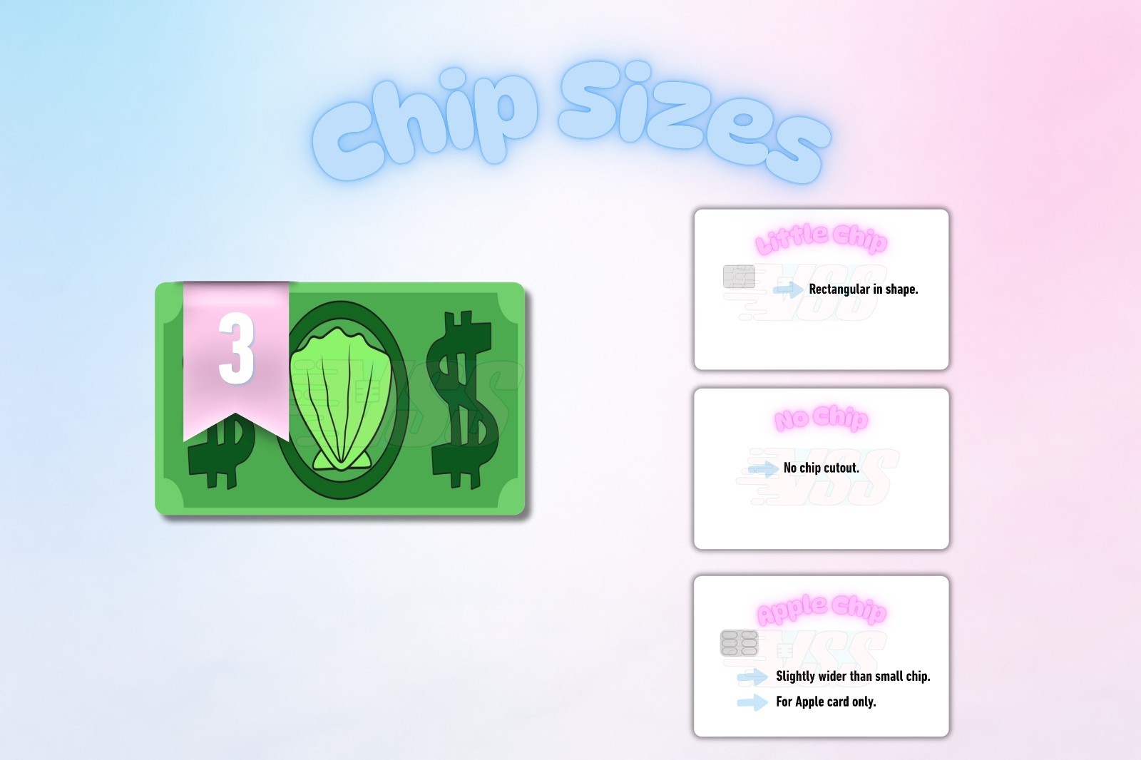 3‑Pack Clam Bikini Bottom Card Skins –Vinyl Credit & Debit Card Covers | Durable
