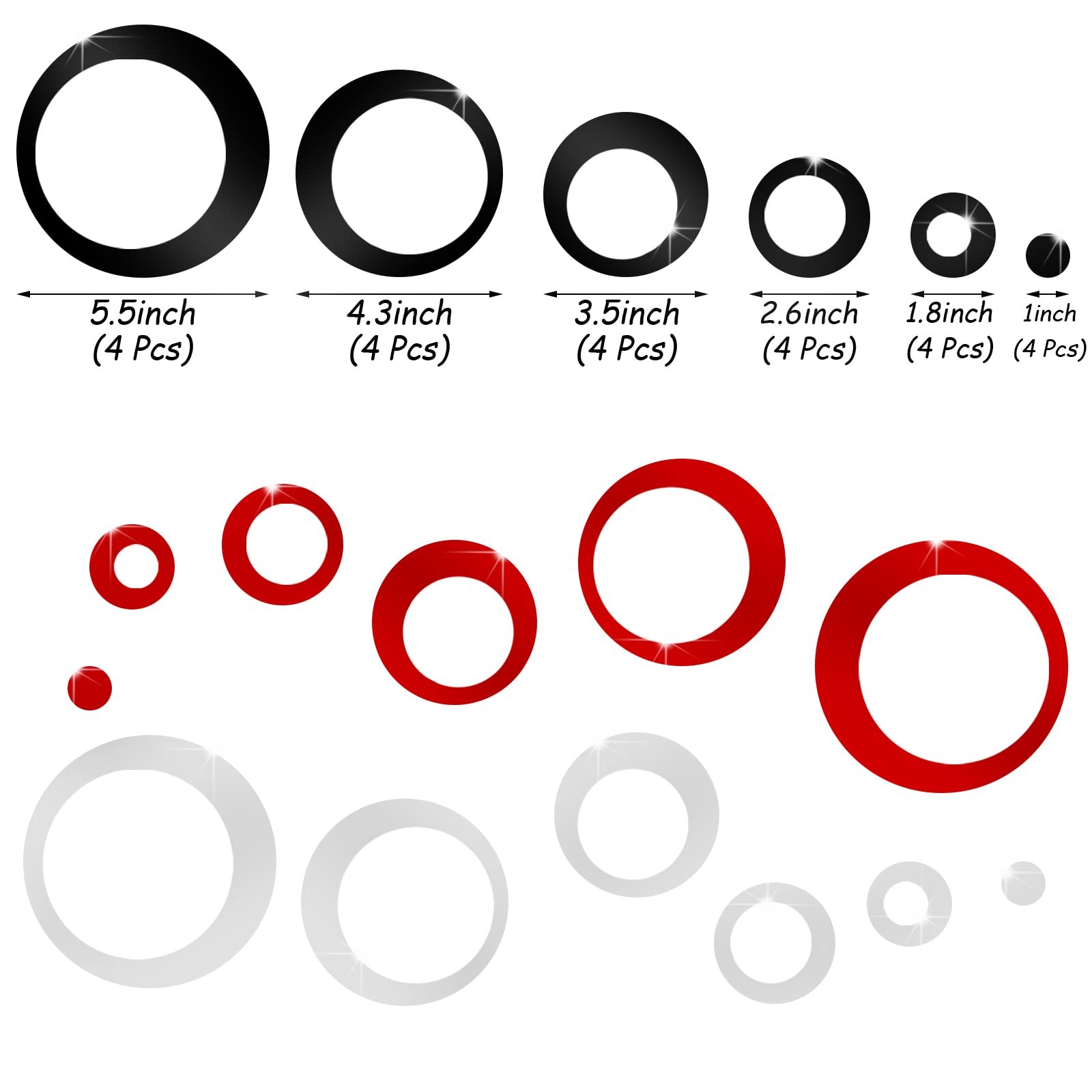 Outus 72 Pieces Wall Stickers Decor Acrylic Circle Mirror Clear,silver