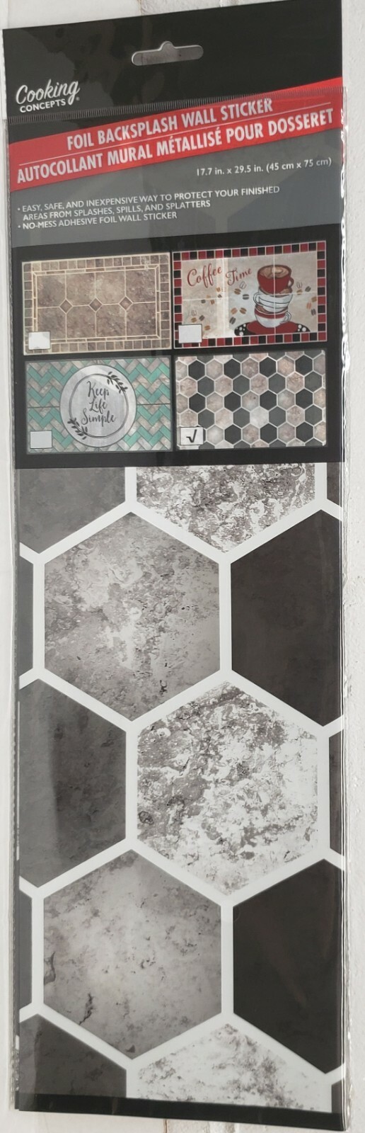 KITCHEN STOVE BACKSPLASH Sticker/Wall Decal, 30" x 18", MARBLE PENTAGONS, GR