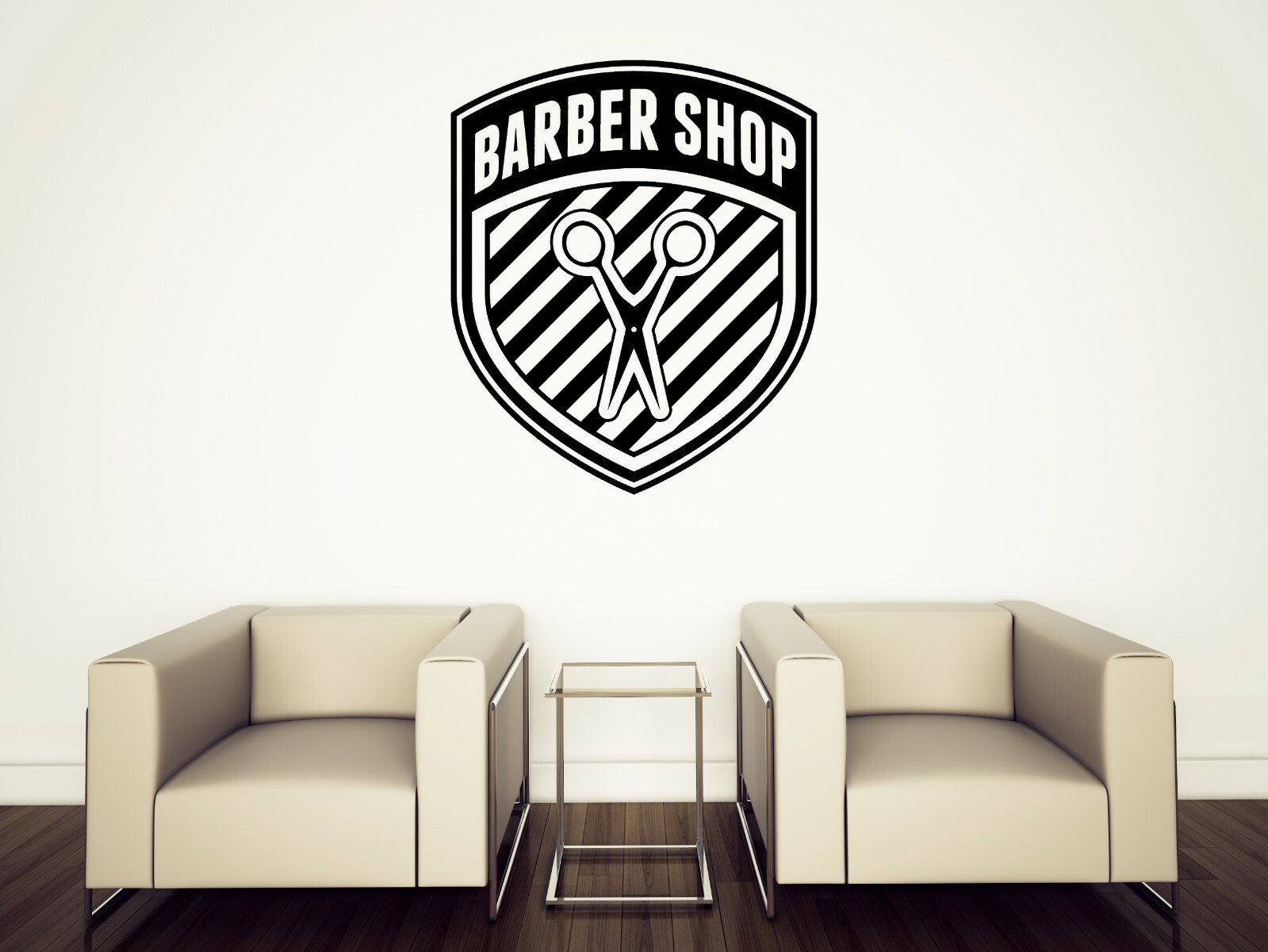 Wall Vinyl DecalSticker Barber Gentlemens Salon Moustache Haircut Shave (n1543)