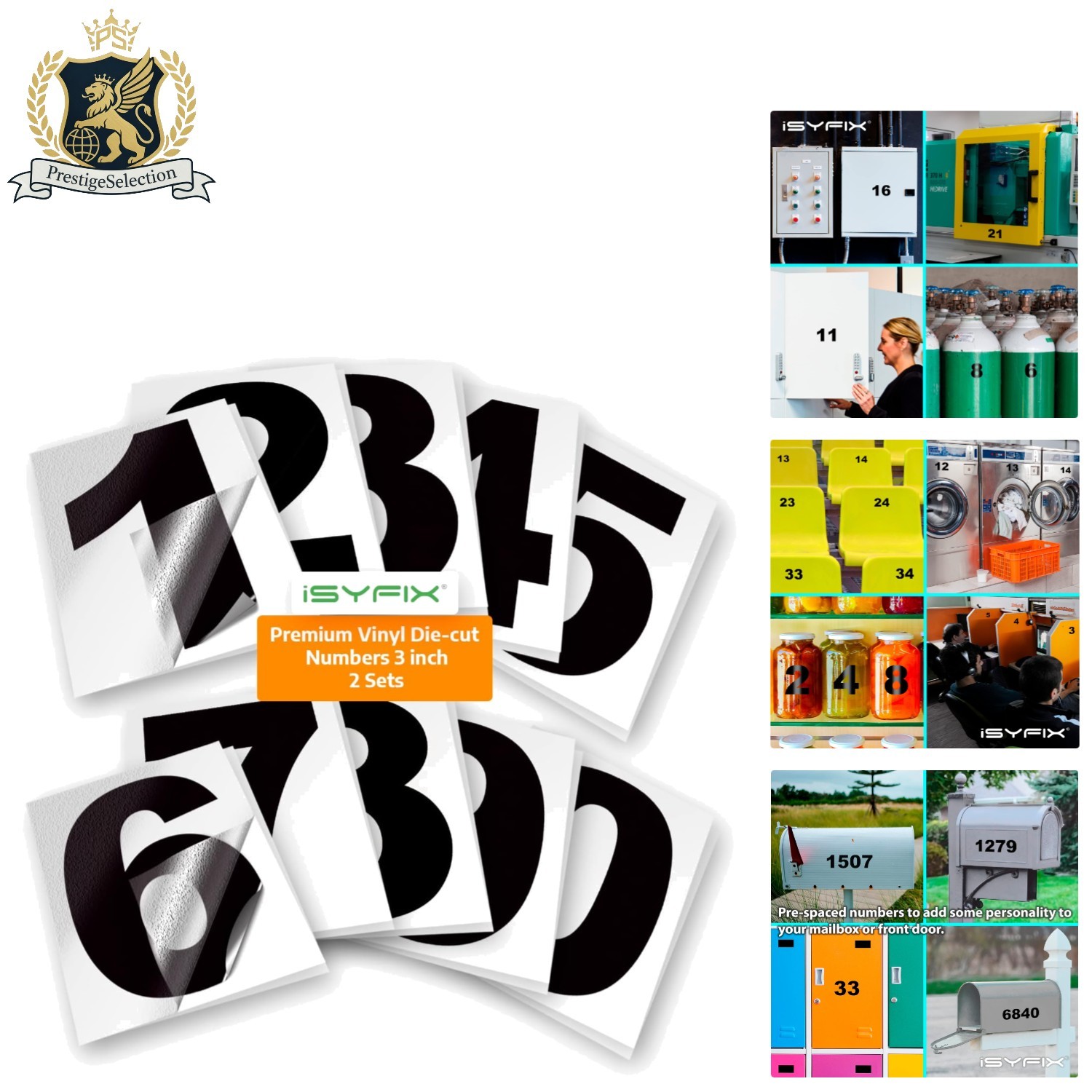 Elegant Black Vinyl Numbers Stickers – 3 Inch Self-Adhesive Decals Set
