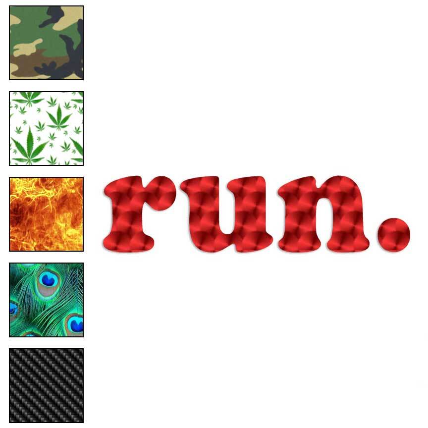 Run, Vinyl Decal Sticker, 40 Patterns & 3 Sizes, #4163