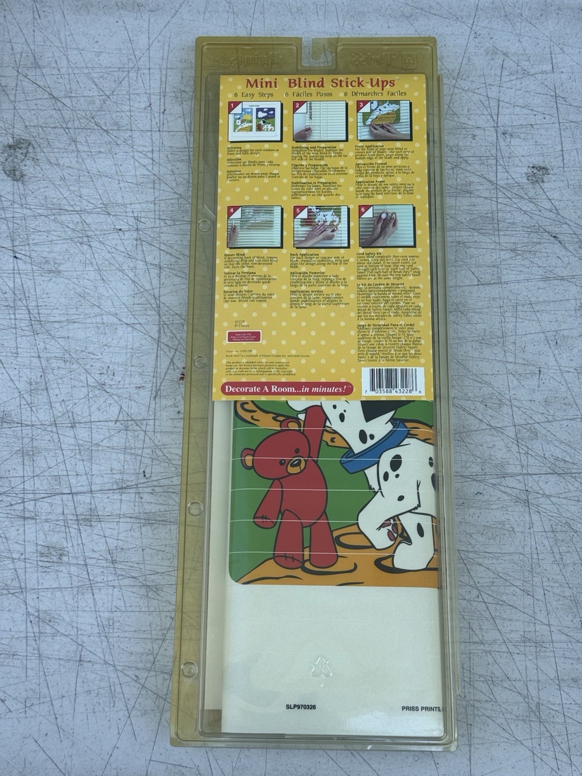 VTG Priss Prints Disney 101 Dalmatians Mini Blind Stick-Ups Wall Sticker NEW