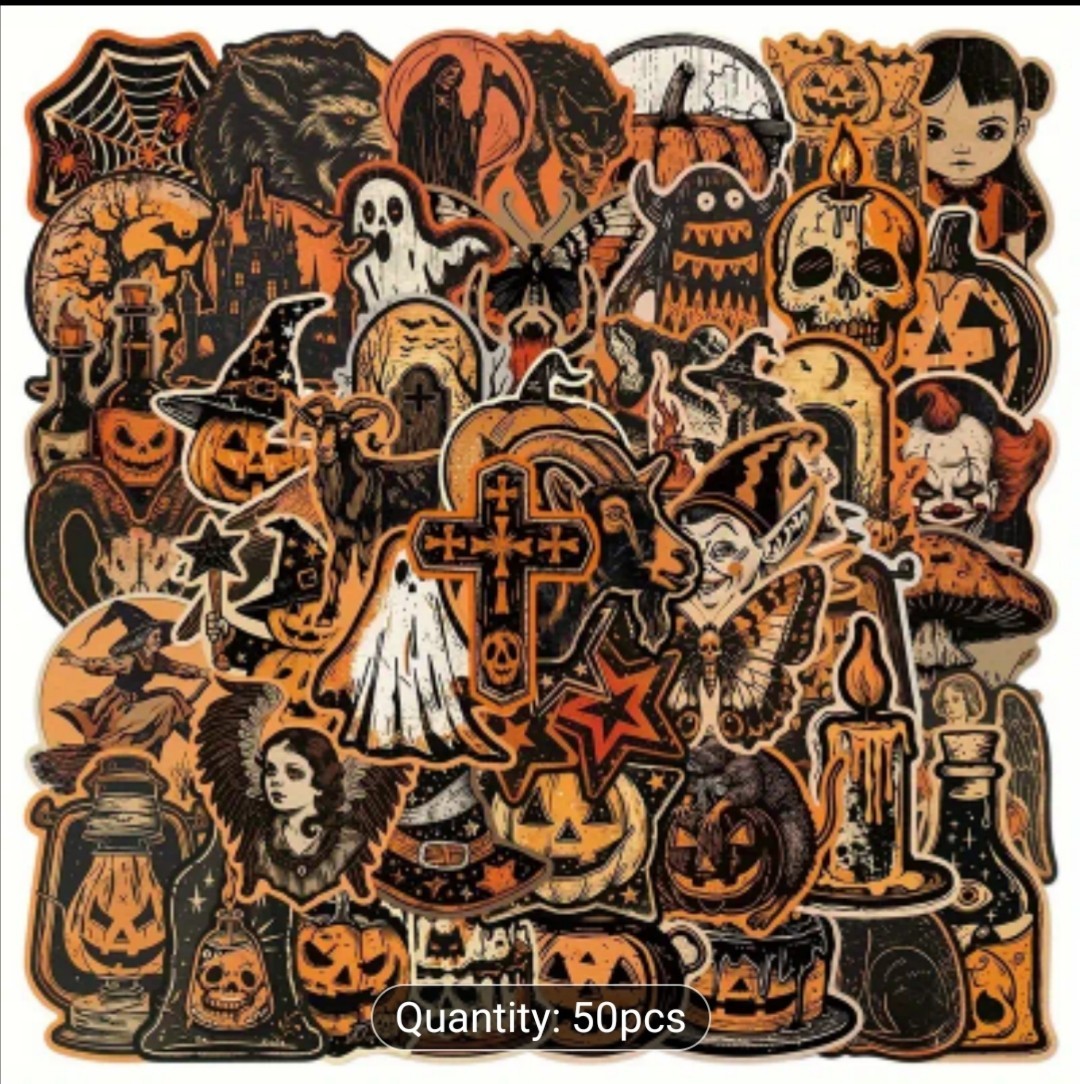 10 PCS Halloween Gothic Retro Vintage Spooky Scary Season Stickers BRAND NEW