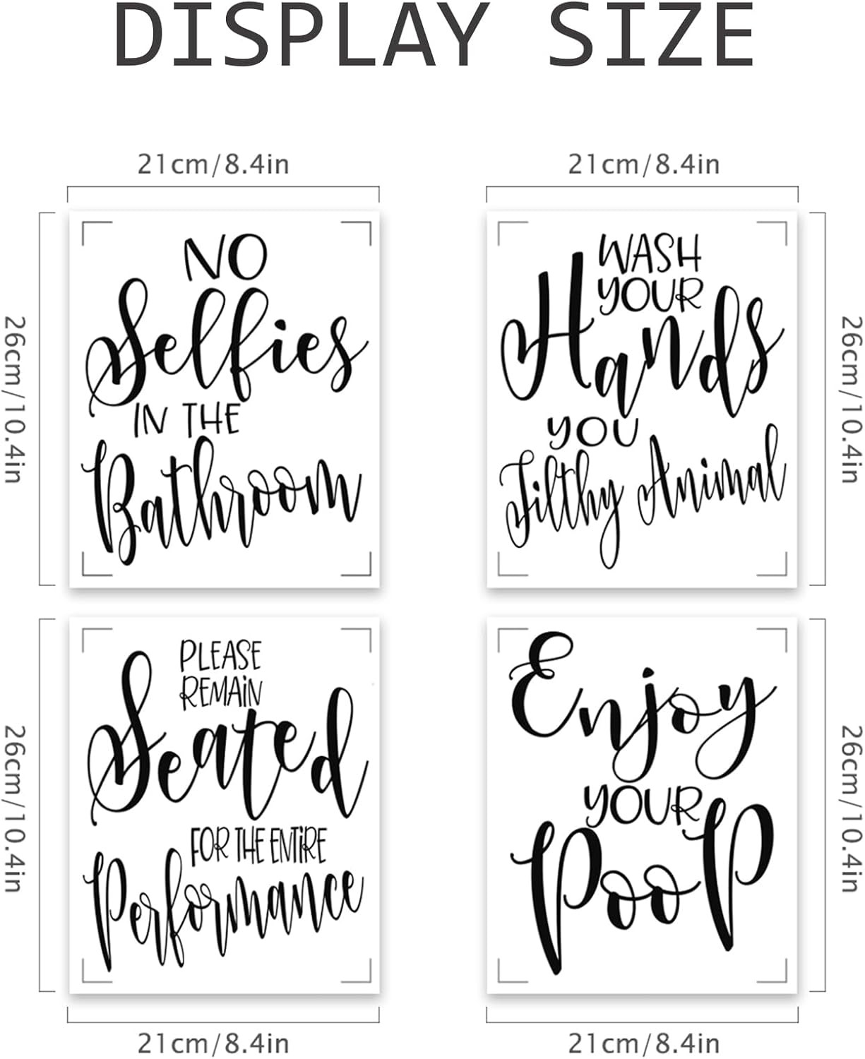 17PCS Bathroom Wall Decals Peel and Stick, Funny Vintage Sign Decals Bathroom Qu