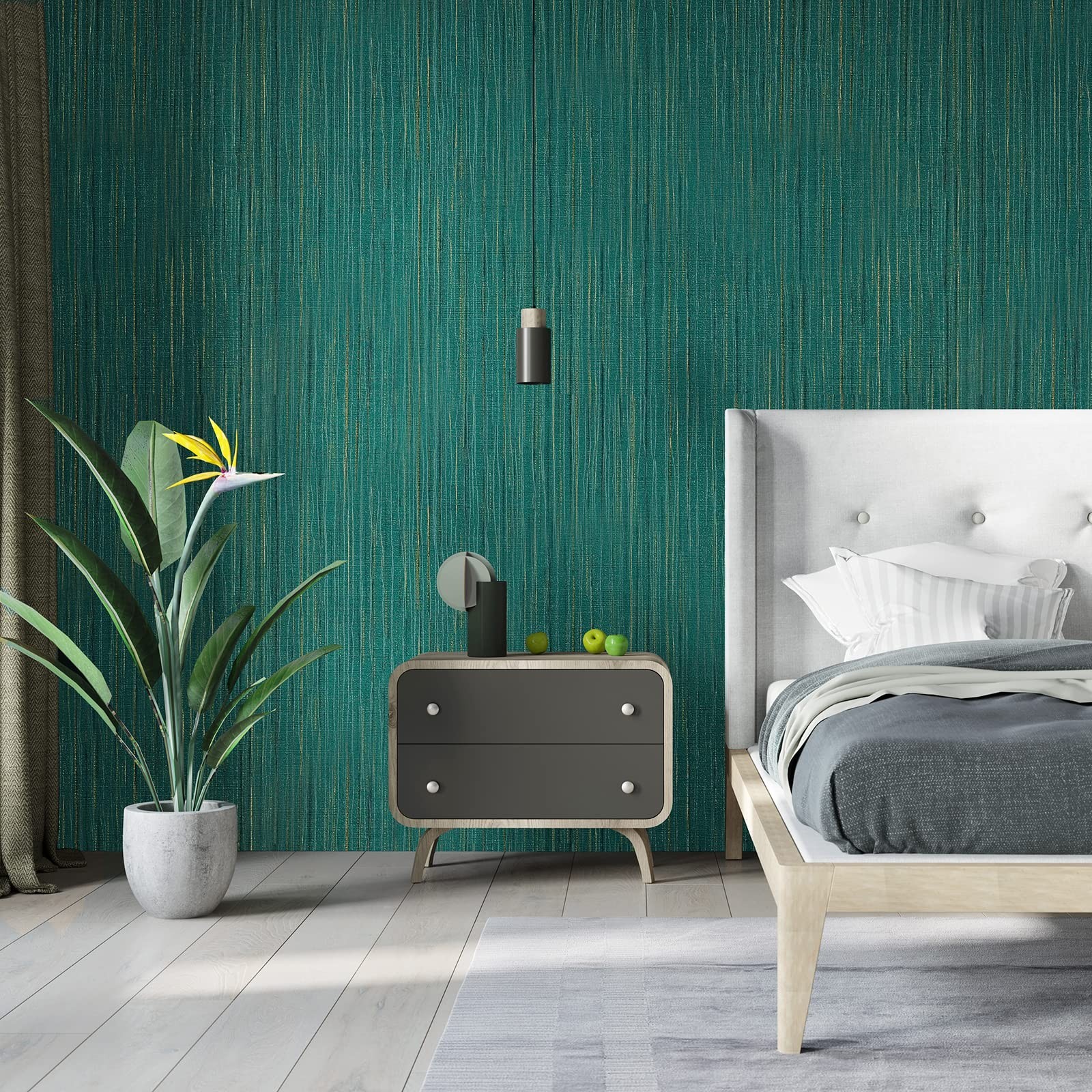 Grasscloth Peel and Stick Wallpaper Green Grass Cloth Fabric Wall Paper Textu…