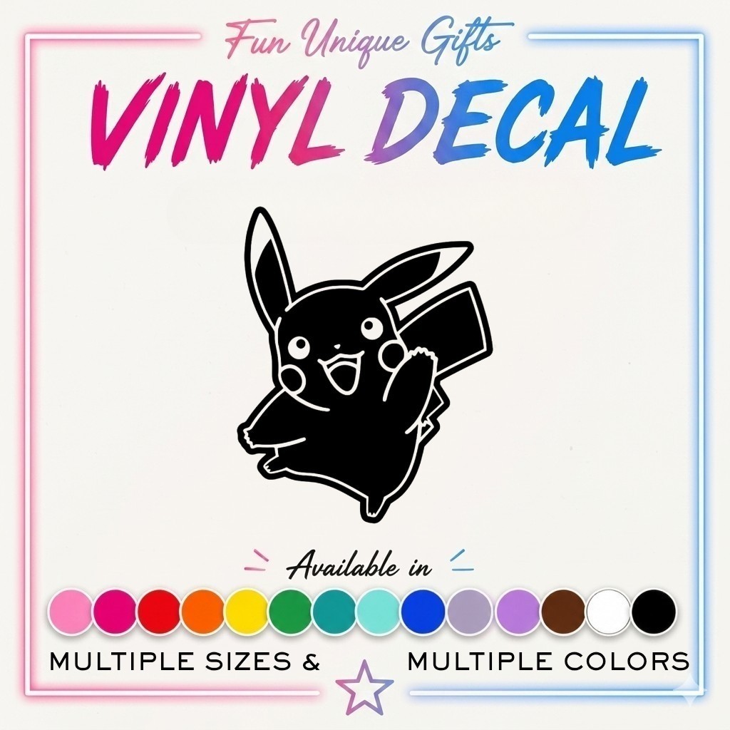 Pikachu Pokemon Vinyl Decal Sticker -Multiple Colors & Sizes- FREE SHIPPING