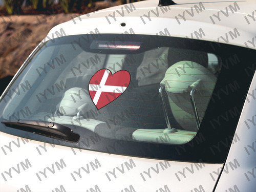 Denmark Flag Heart Sticker Decal
