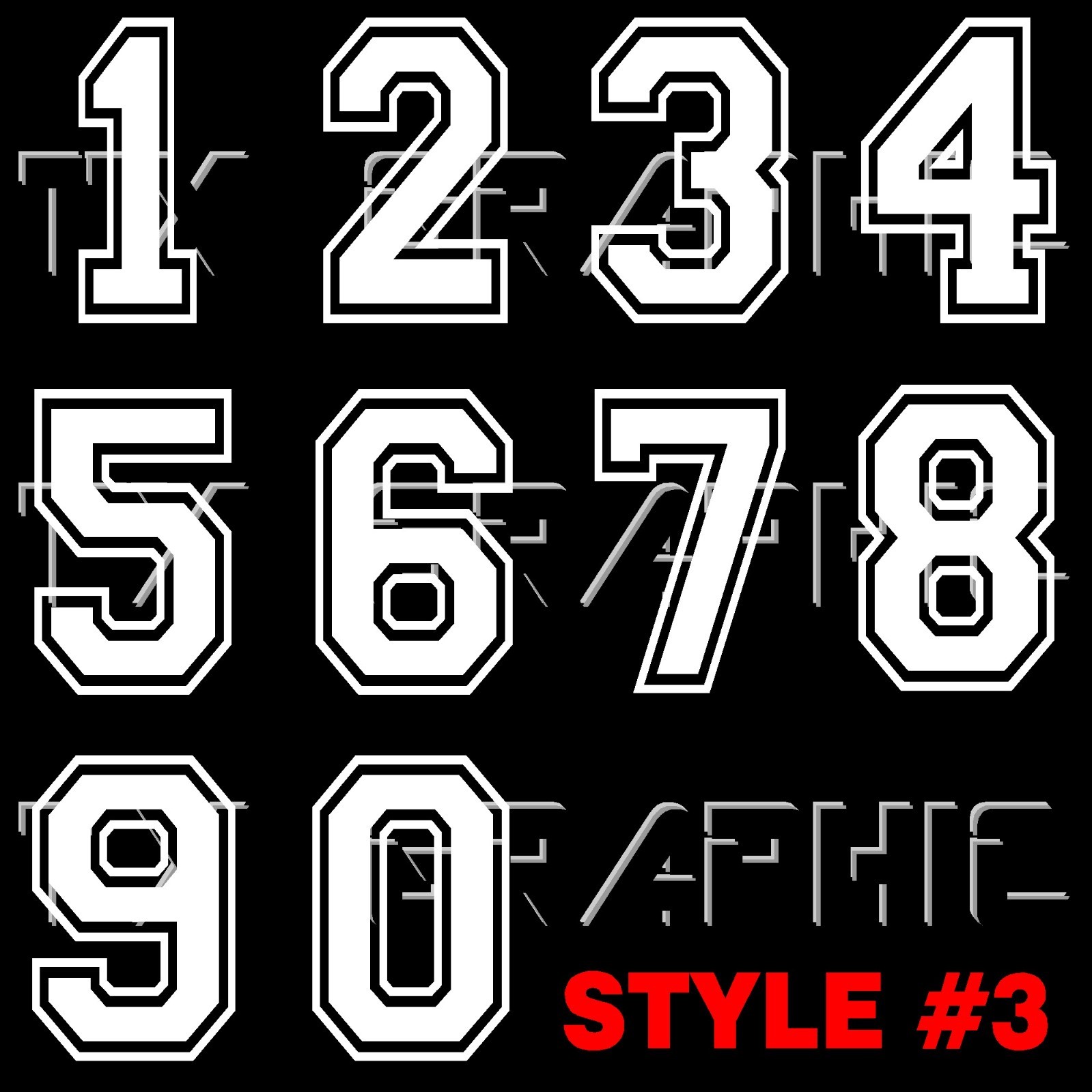 IRON ON HEAT TRANSFER UNIFORM NUMBER VINYL DIGIT SPORT JERSEY SOCCER BASEBALL