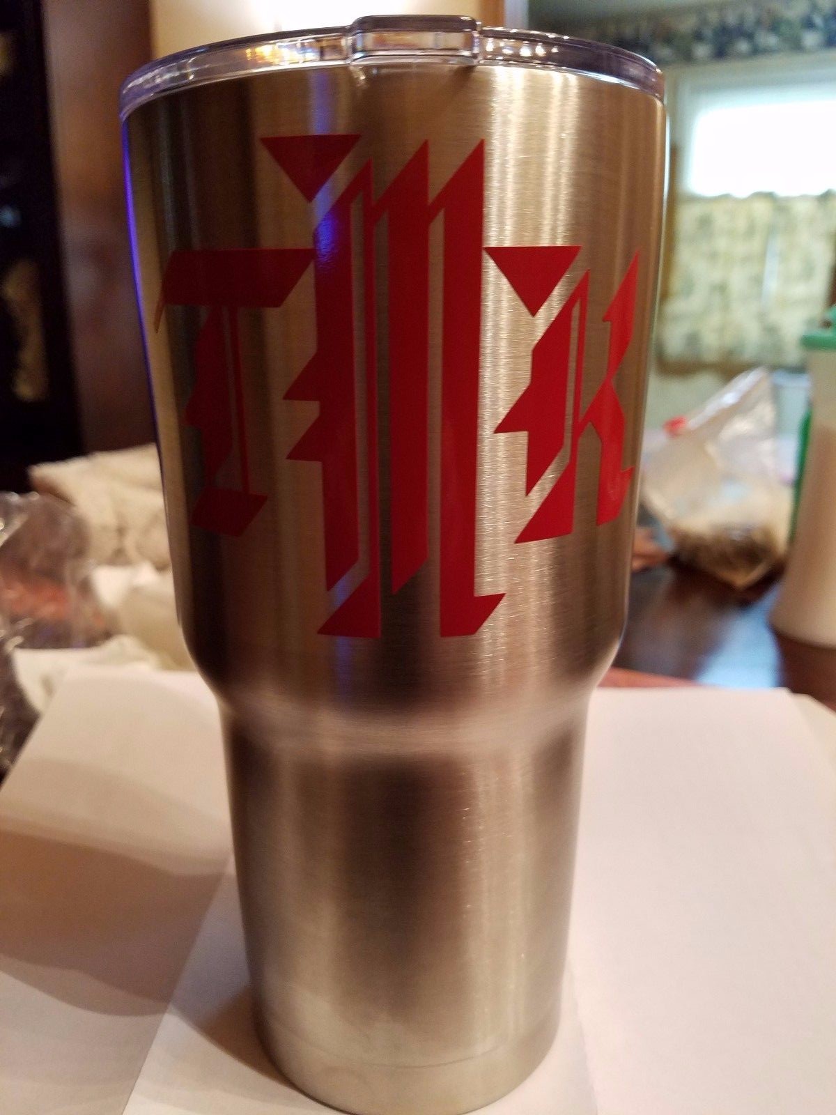 3 inch Vine Circle Chevron Monogram Name Decal Sticker Tumbler Cooler Car Phone