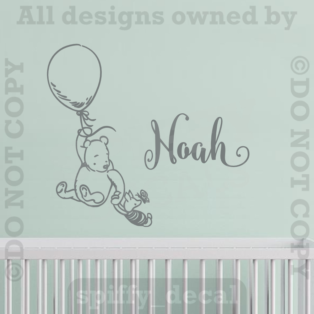 Personalized Name Classic Pooh Balloon Quote Vinyl Wall Decal Decor Sticker