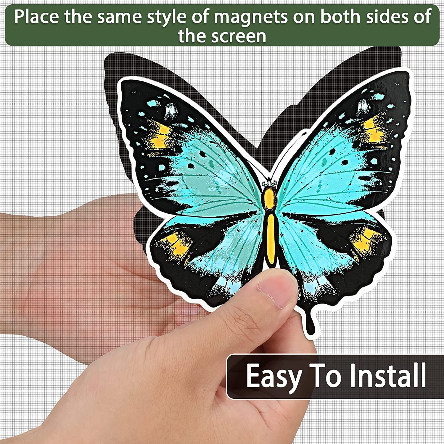 12 Pieces Magnets Screen Door Decals Double Sided Protector Magnetic Screen