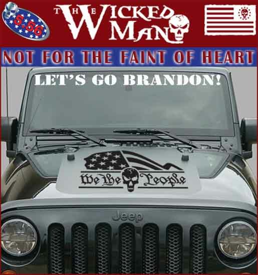 The Wicked Man – We The People Text Half Flag Skull Decal Sticker