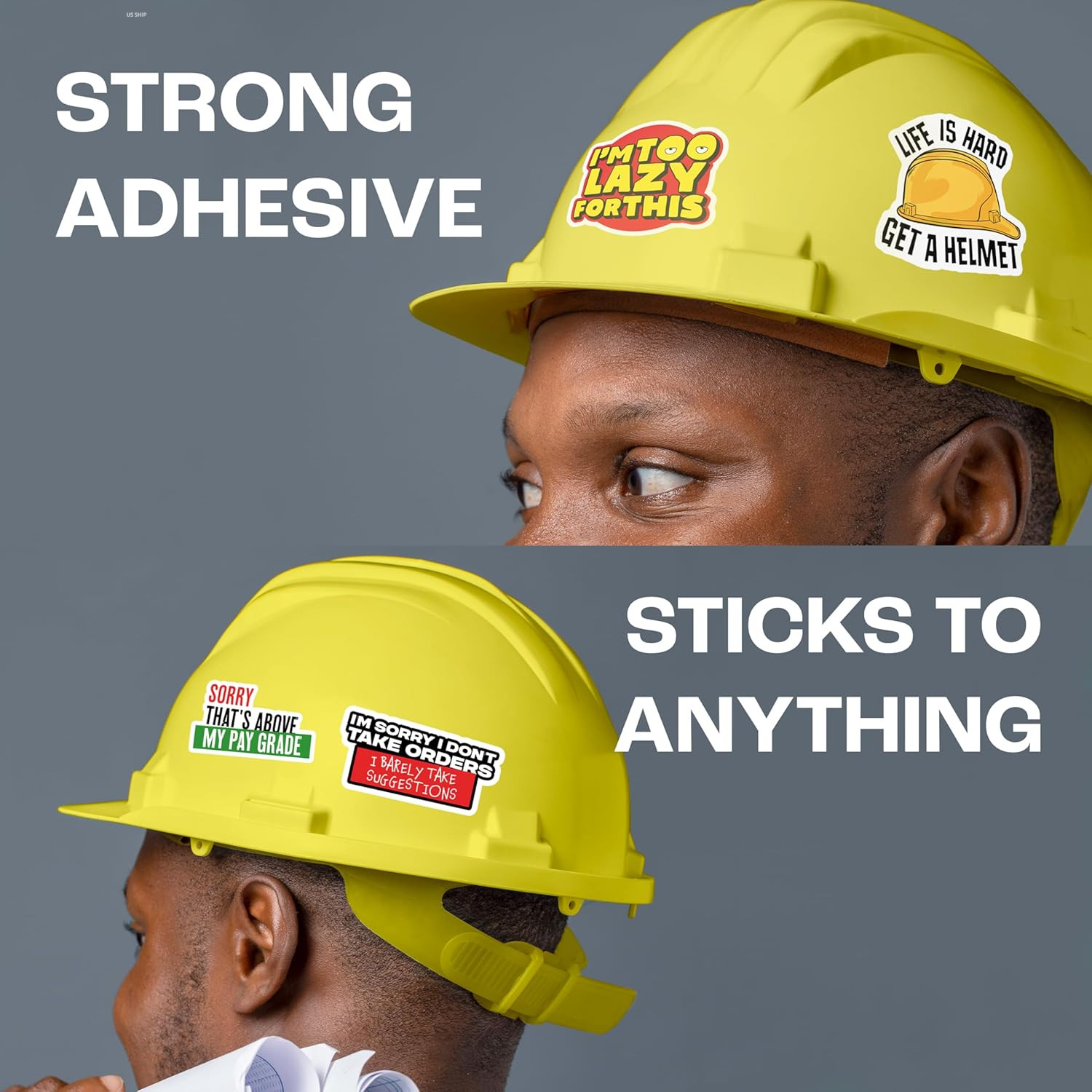 200 PCS Funny Hard Hat Stickers Waterproof Blue Collar Decals Pack Laptop Helmet