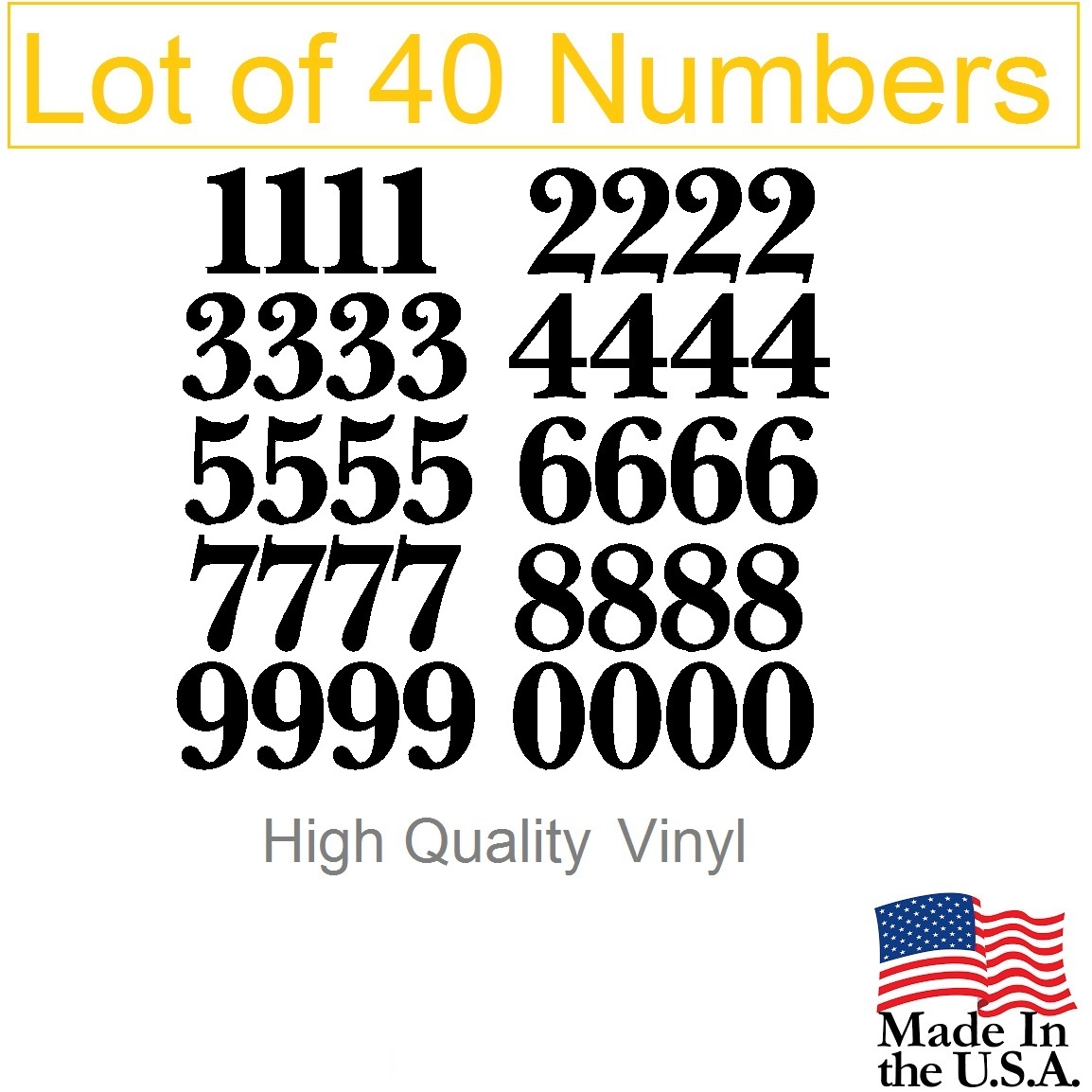 Lot of 40 White or Black Vinyl Mailbox, Tool Box,Locker Numbers Decal Baskervill