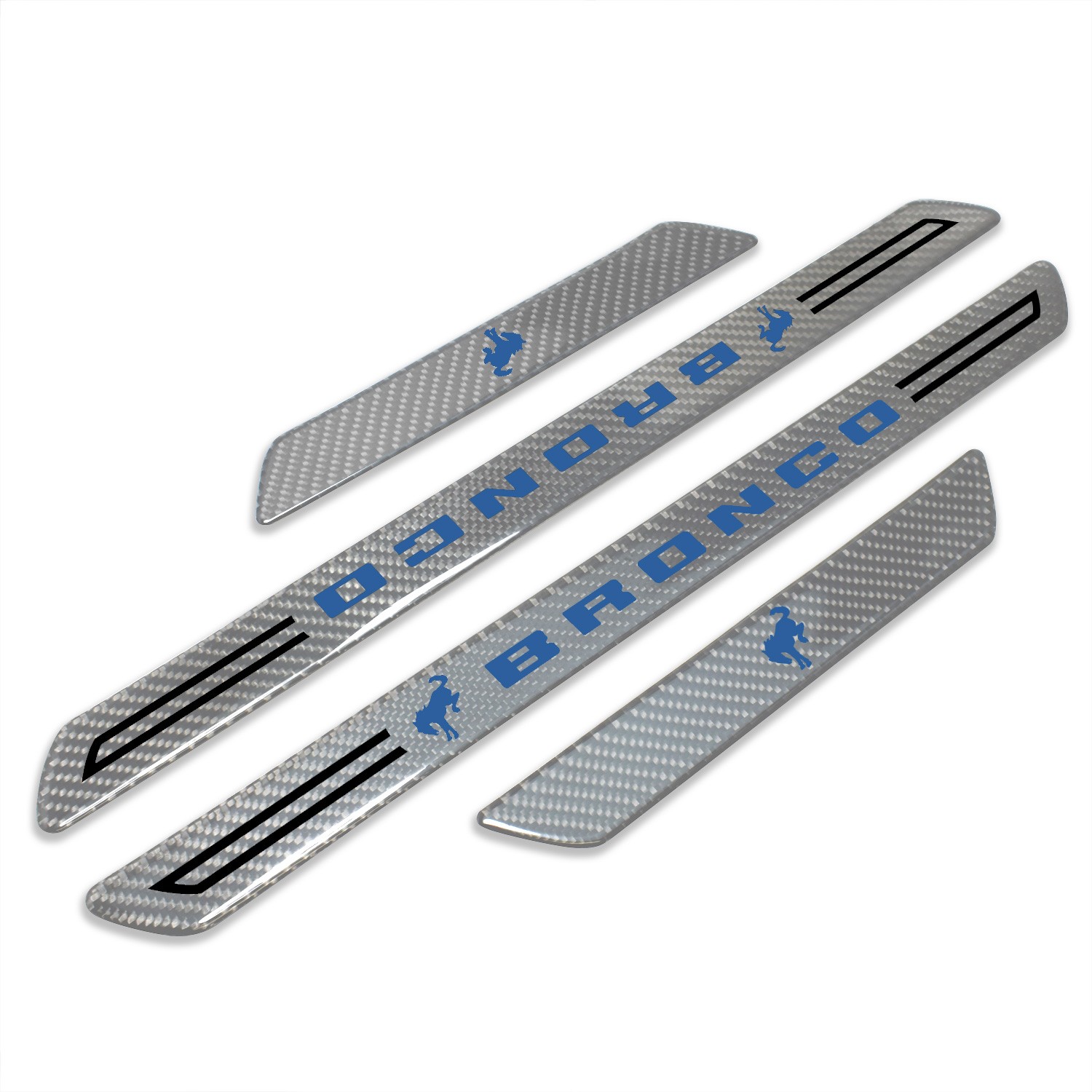 Ford Bronco in Blue Silver Carbon Fiber Universal Door Sill Kick Plates