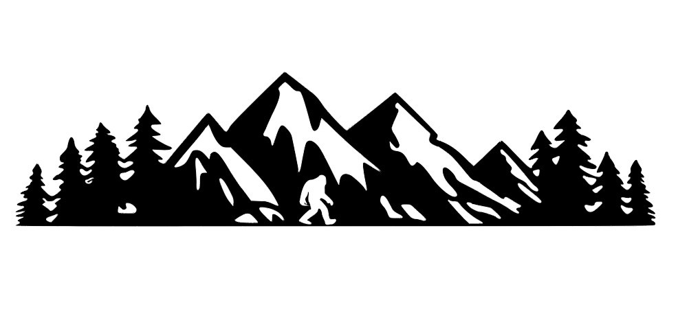 Bigfoot Mountains landscape Vinyl Decal Choose Size and Color