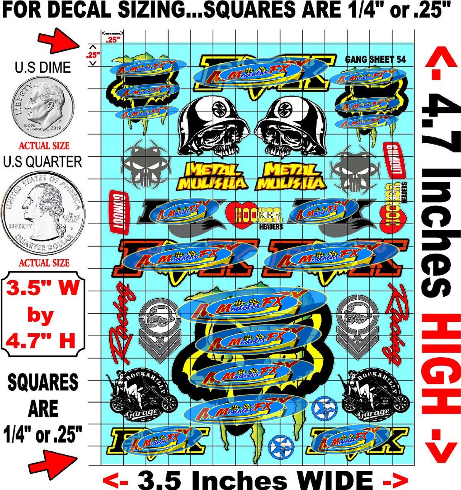 Clear Matte Vinyl Sticker Sheet 54-R/C MODEL Decal fits 1/24-1/16 Scale DIE-CUT