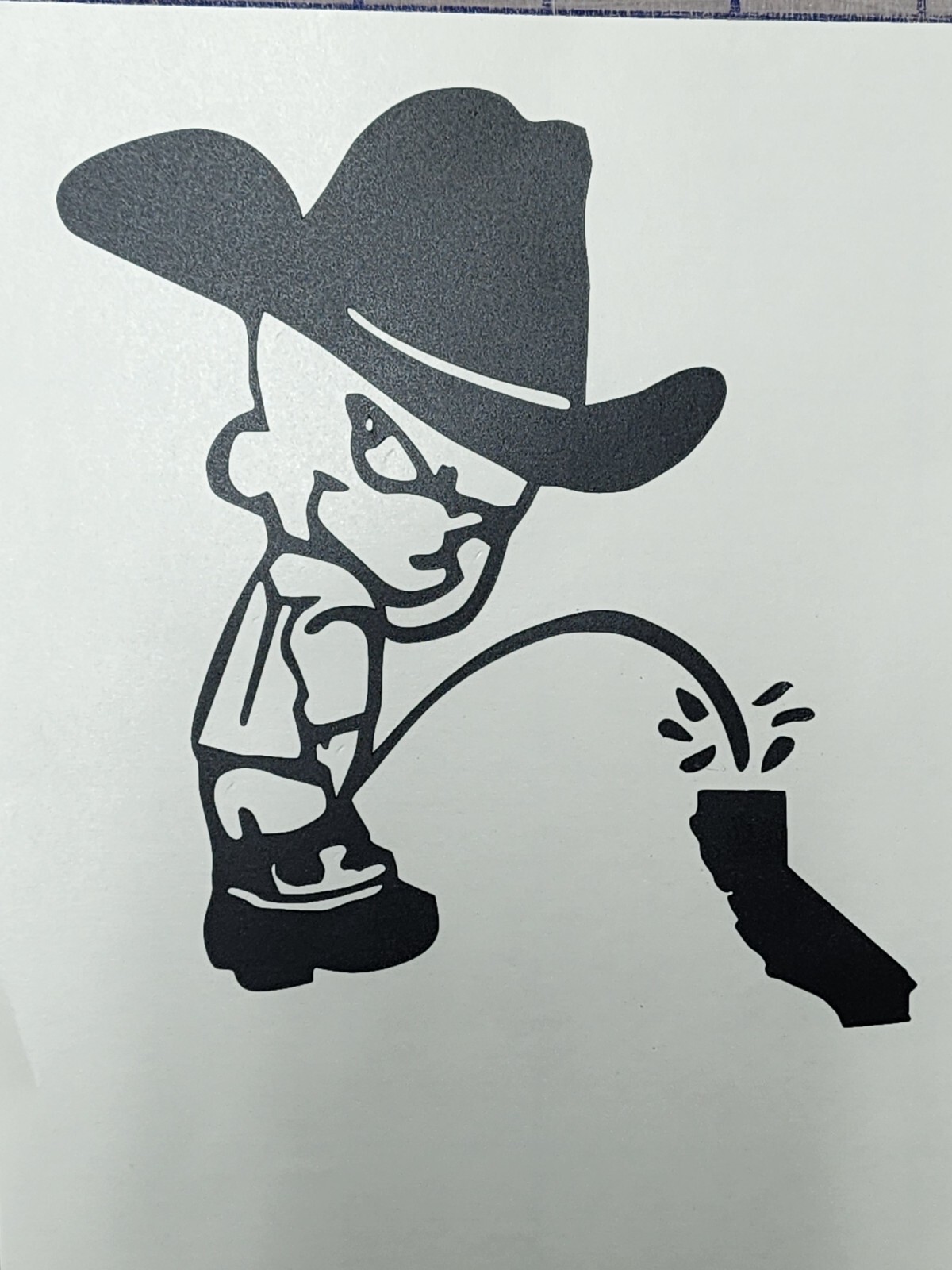 Piss on California CA Cowboy peeing on state | Outdoor vinyl Don't CA my Texas