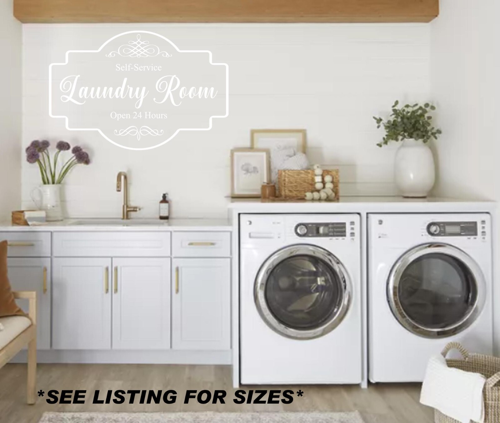 Laundry Room Door / Wall Decal Sticker, Large Sizes avail- Decorative Sticker