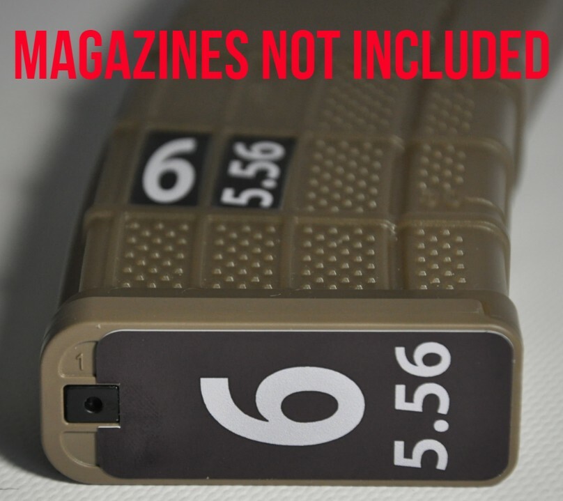5.56 MAG STICKERS fits LANCER L5AWM 30 ROUND MAGS GREY 1-6
