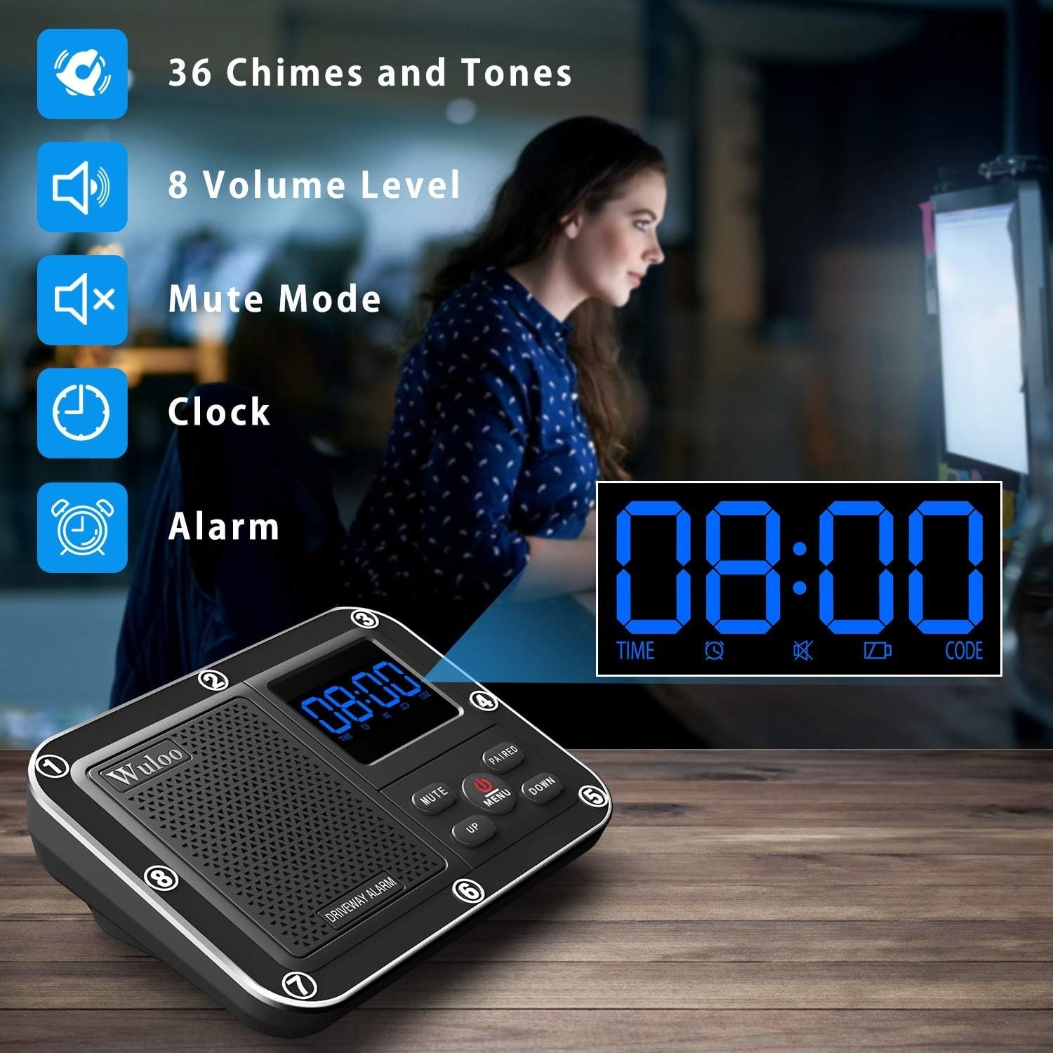 Solar Driveway Alarm Wireless outside 1800Ft Range, Outdoor Motion Sensor & Dete
