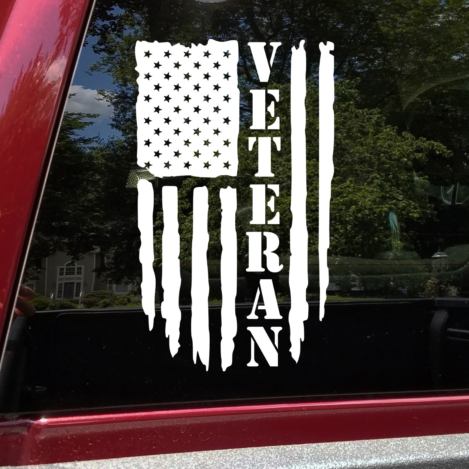 Distressed US Flag Veteran V2 Vinyl Decal – Military Patriotic Sticker