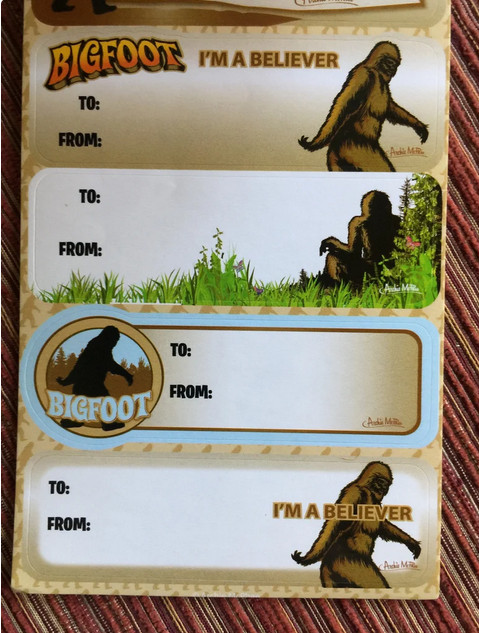 Bigfoot Gift Tag Sticker Collection Sasquatch Forest Humor Lot of 28 Tags