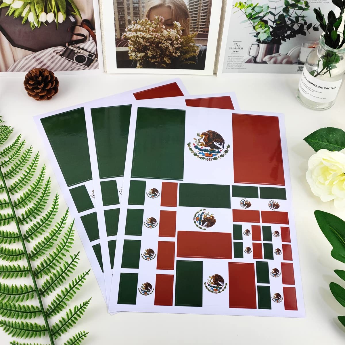 Mexico Flag Sticker Mexican Decal in Multiple Sizes 3 Pack 11.7 x 8.3 Inches
