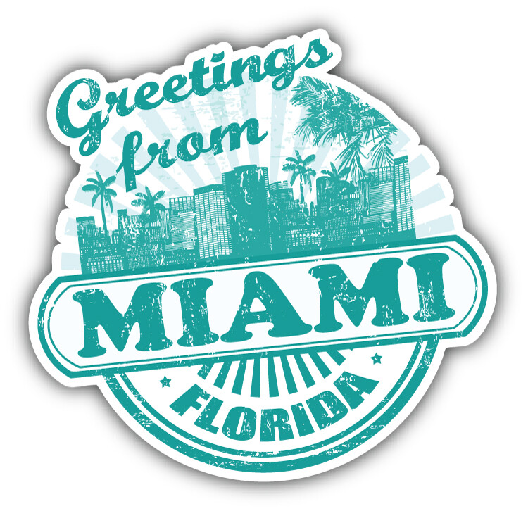 Miami City USA Grunge Greeting Stamp Car Bumper Sticker Decal