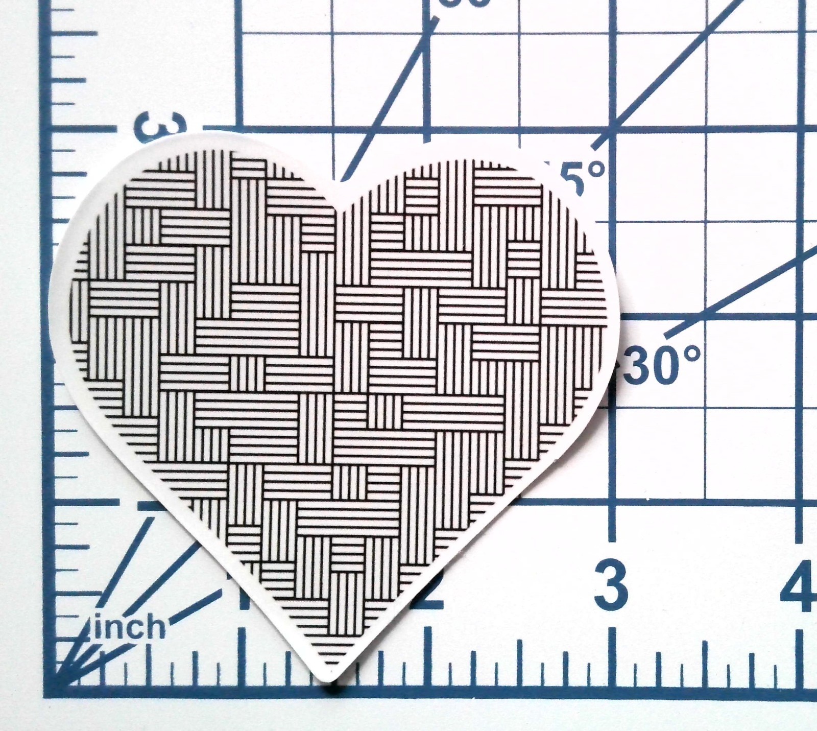 Geometric Weave Heart Vinyl Sticker Black and White Minimalist Line Art Decal