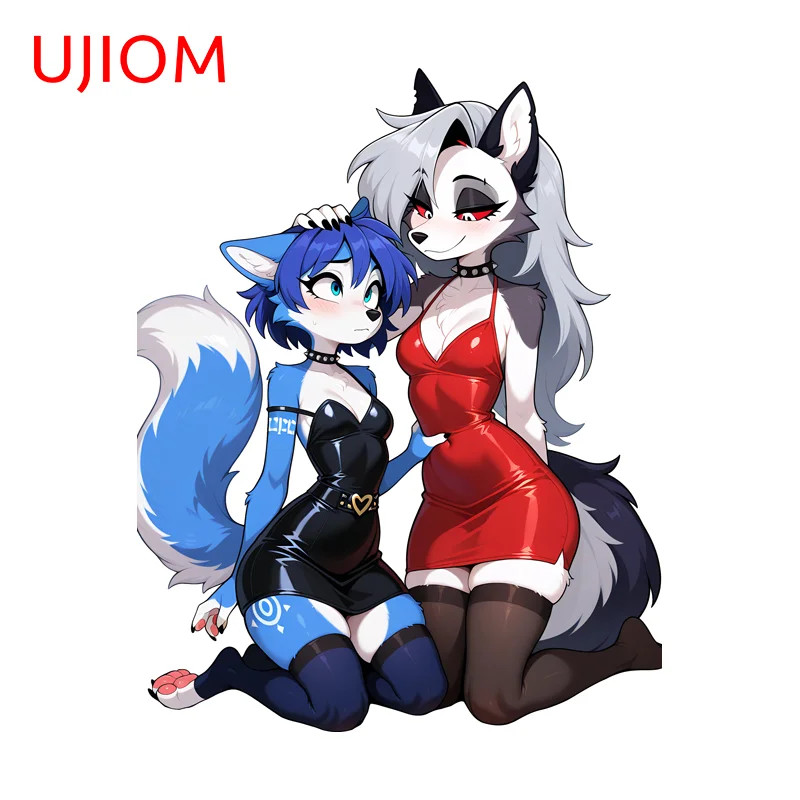 UJIOM Loona Krystal Eye-catching Kneel Sitting Wall Stickers Lovely Graffiti