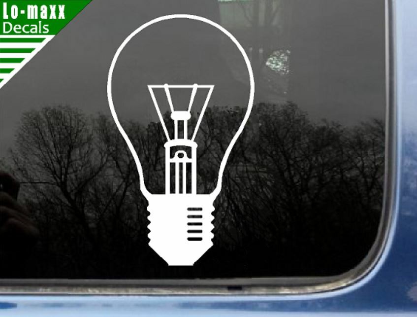 Light Bulb Graphic Art High Quality Various Sizes & Colors Die Cut Vinyl Decal