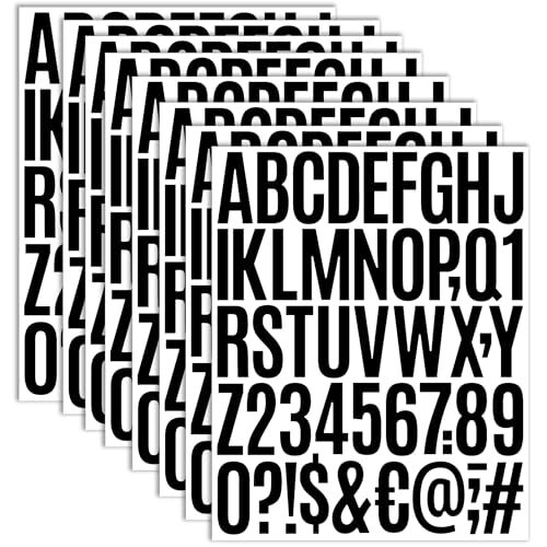 8 Sheets Self Adhesive Vinyl Letters Numbers Kit, Mailbox Numbers 2 Inch Black