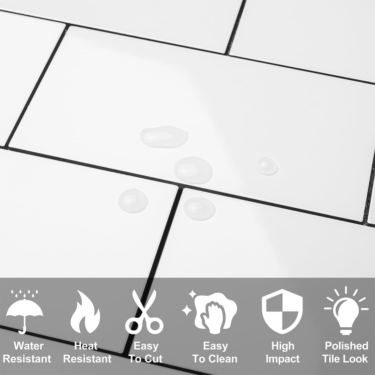DICOFUN 10-Sheet Polished White Thick PVC Peel and Stick Backsplash, Ceramic …