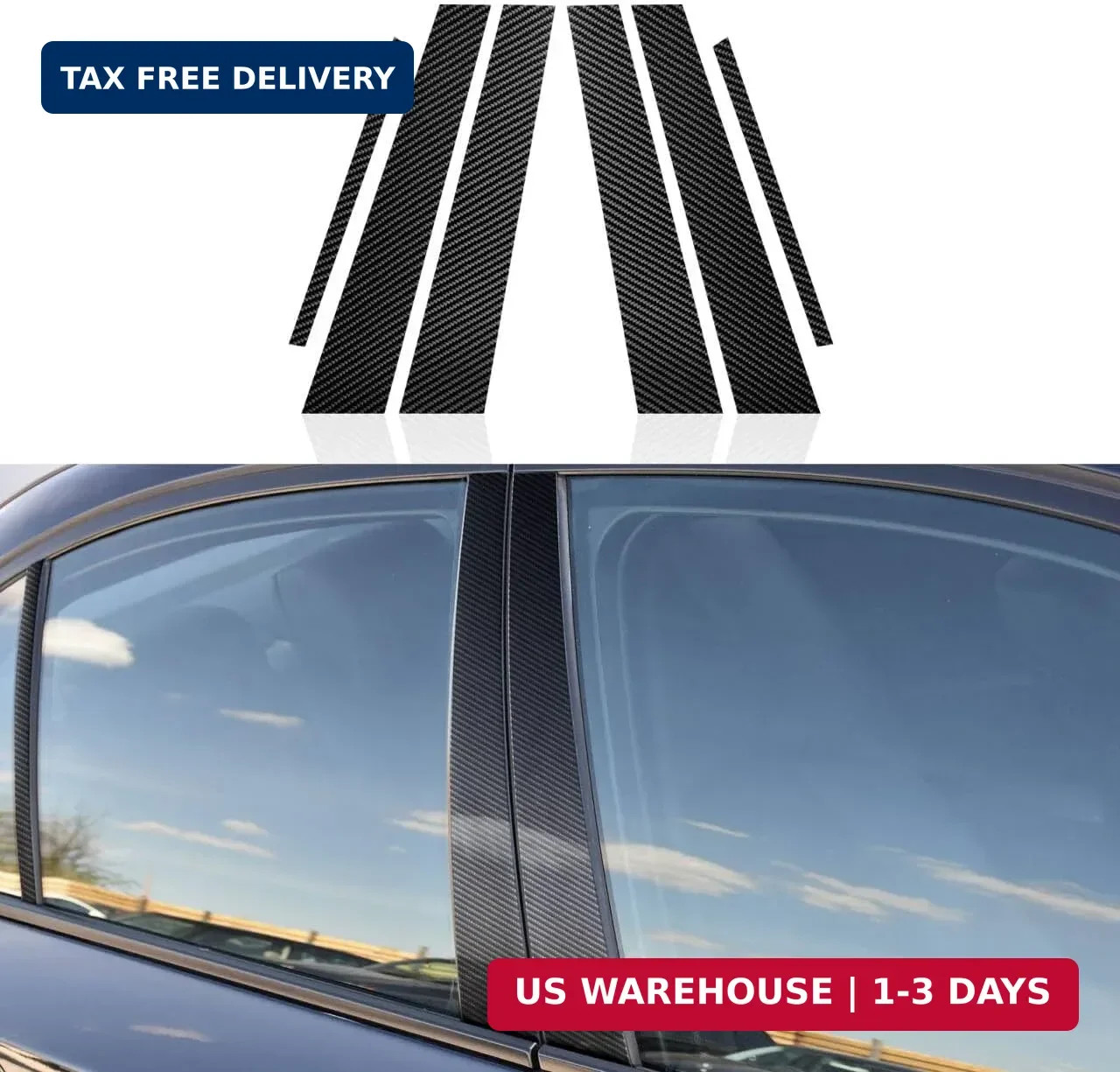 6PCS Car Window B C Pillars Stickers Decal Carbon Fiber Trim Compatible with BMW