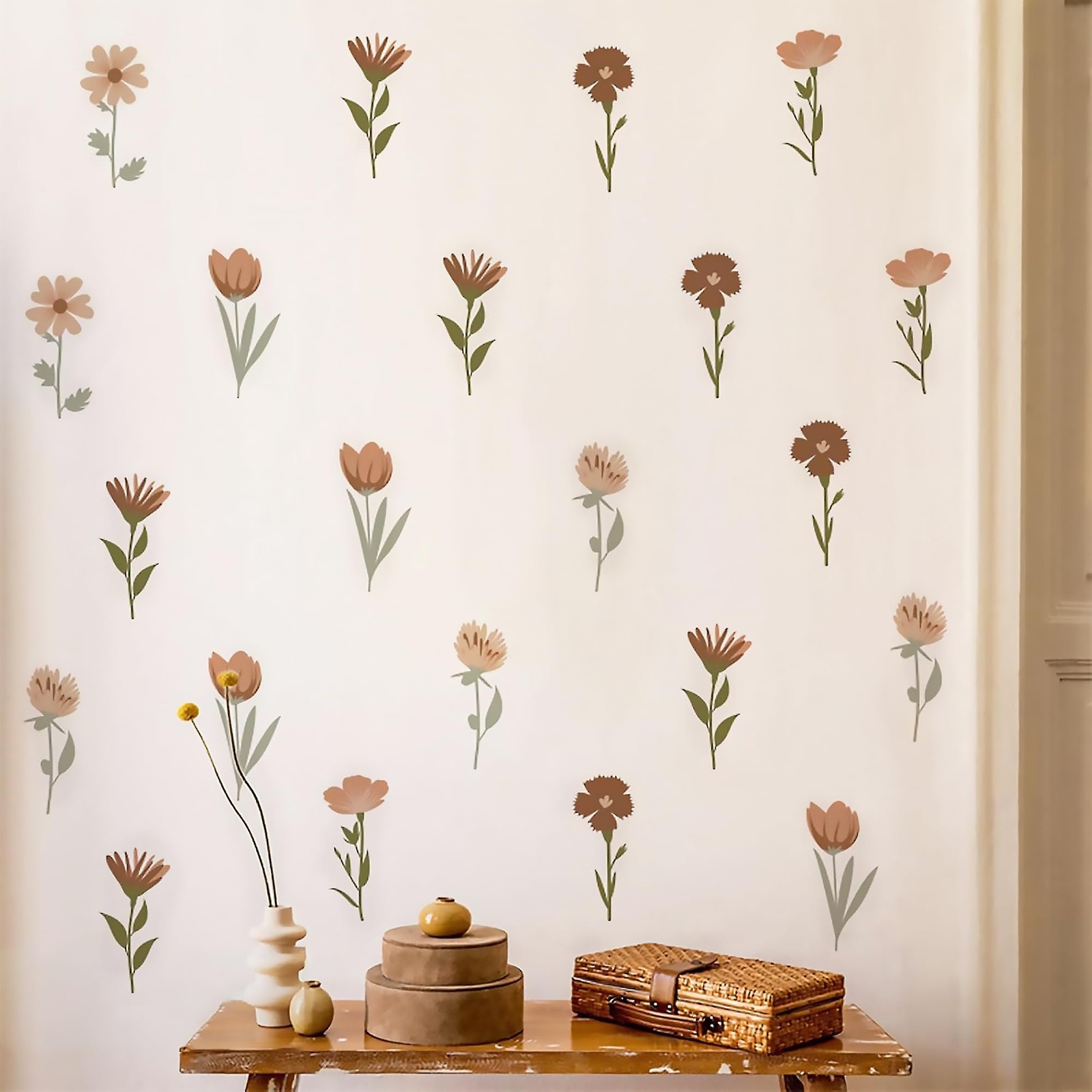 Flower Home Wall Decor Living Room 12 Sheets / 72 pcs Wall Decals Peel and St…
